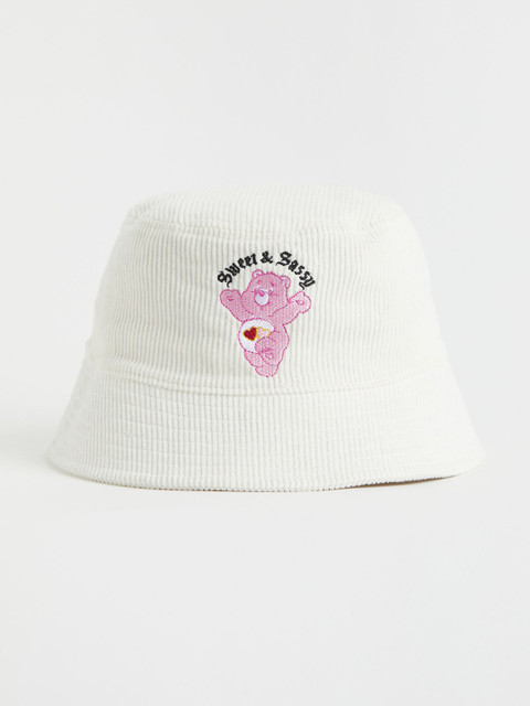 

H&M Women Corduroy Bucket Hat, White