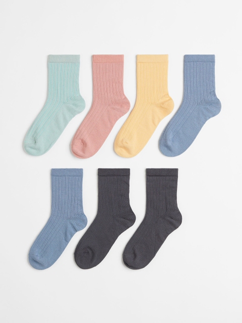 

H&M Boys 7-Pack Ribbed Socks, Blue