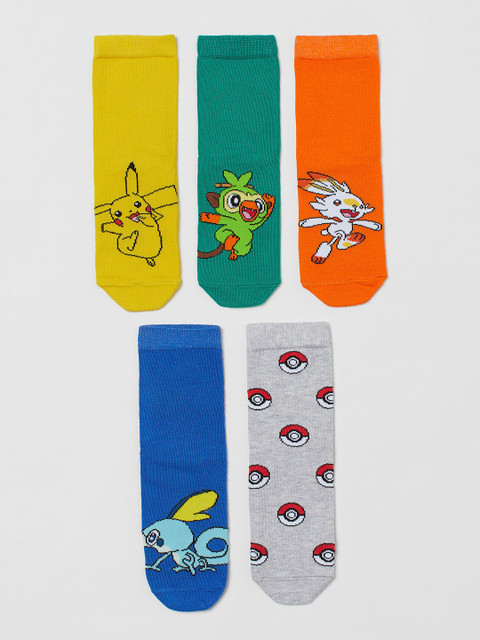 

H&M Boys Pokemon Printed 5-Pack Patterned Socks, Green