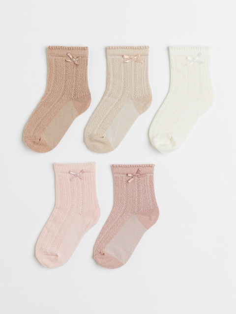 

H&M Girls 5-Pack Socks, Beige