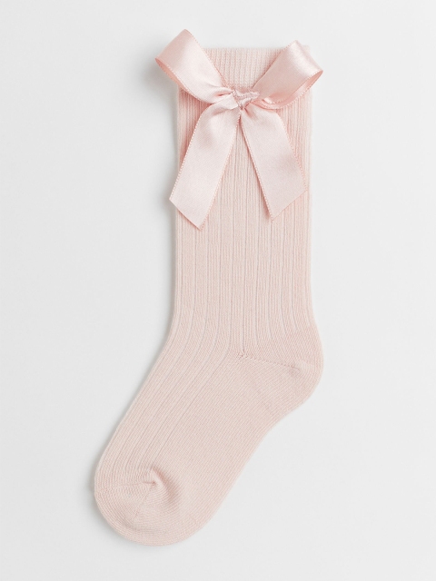 

H&M Girls Pink Knee Socks with Bow