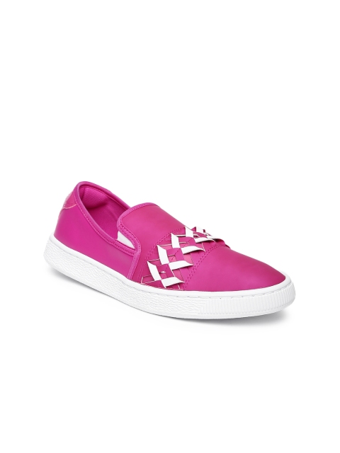 

Puma Women Pink Basket Cut-Out Slip-Ons