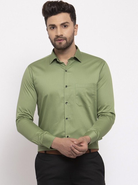 

JAINISH Men Olive Green Smart Slim Fit Formal Shirt