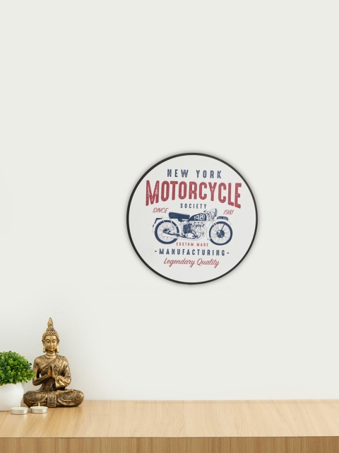 

Home Centre White & Blue Printed Wooden Decal Wall Plate