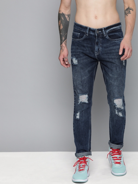

Kook N Keech Men Blue Regular Fit Mid-Rise Highly Distressed Jeans