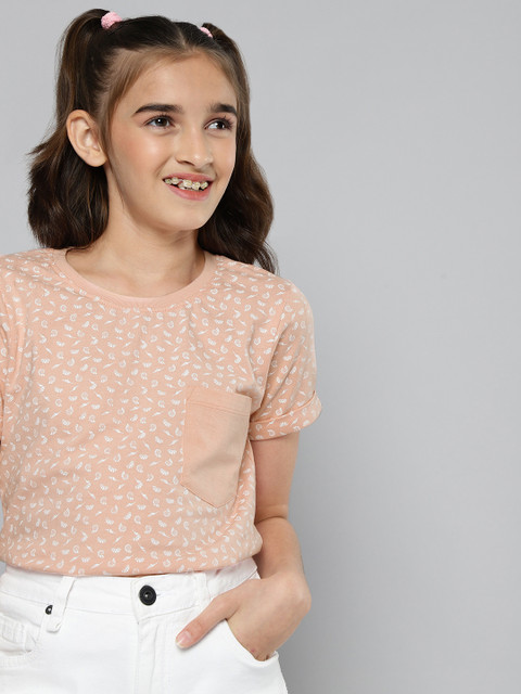 

JUSTICE Girls Pink Printed Pure Cotton T-shirt