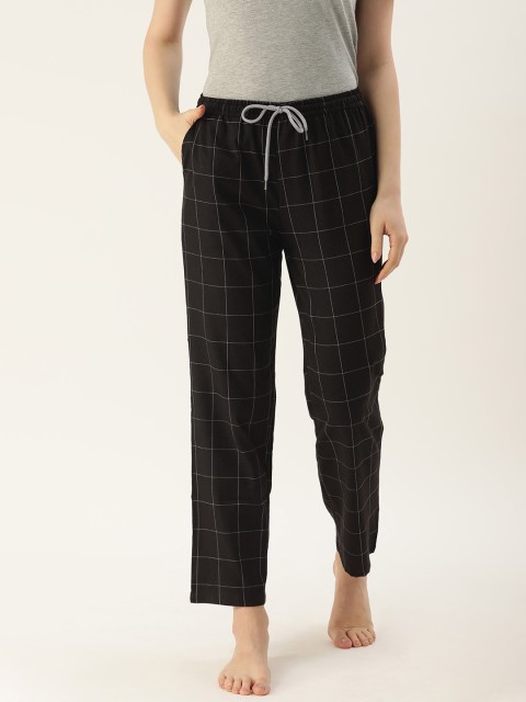 

Kryptic Women Black & White Pure Cotton Checked Lounge Pants