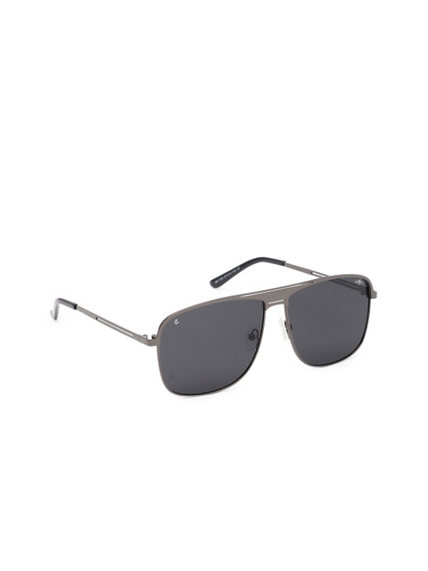 

CHARLES LONDON Unisex Grey Lens & Gunmetal-Toned Square Sunglasses with UV Protected Lens