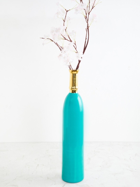 

Home Centre Turquoise Blue & Gold-Toned Solid Decorative Vase