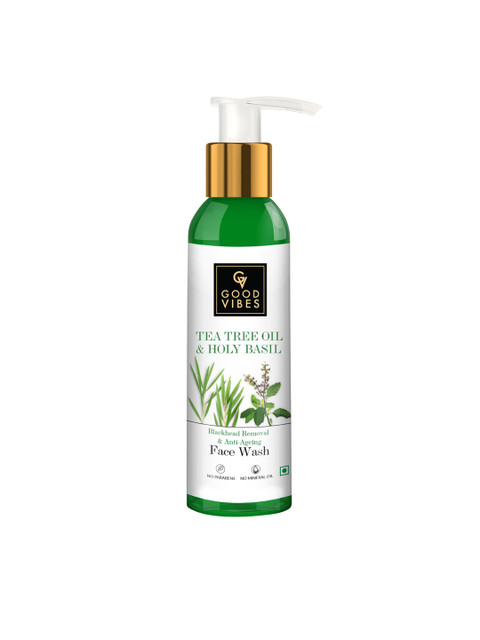 

Good Vibes Tea Tree Oil & Holy Basil Blackhead Removal & Anti-Ageing Face Wash 120 ml, White