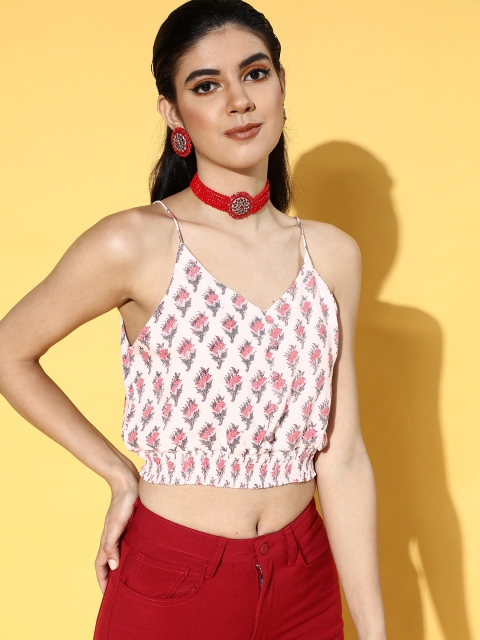 

Prakrti Women Beautiful Off-White Floral Ethnic Fusion Top