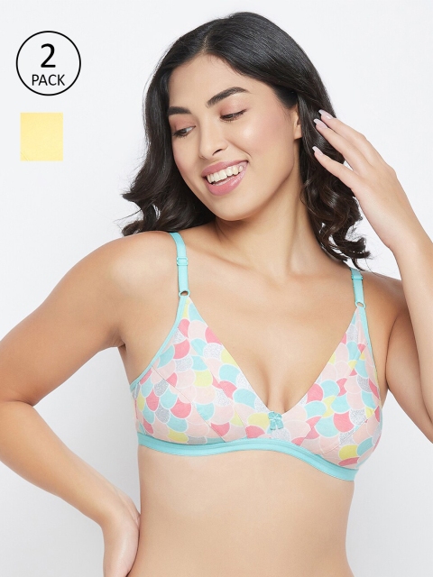 

Clovia Set Of 2 Yellow & Blue Non Padded & Non Wired Cotton Bra