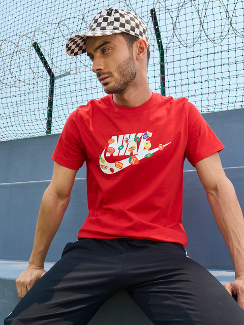 

Nike Men Red & White AS M NSW SO 3 HBR TEE Printed Pure Cotton T-shirt