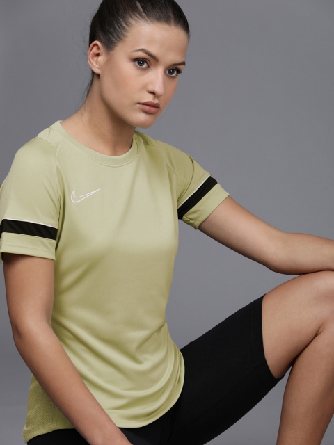 

Nike Women Olive Green Solid Dri-FIT Academy Soccer T-shirt