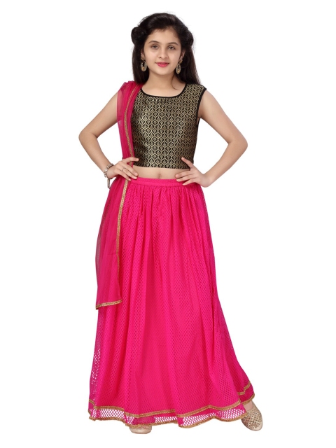 

Aarika Girls Black & Pink Ready to Wear Lehenga Choli