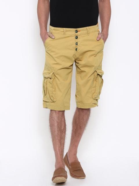 

FIFTY TWO Men Khaki Solid Cargo Shorts