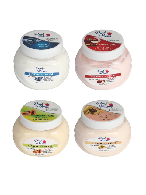 

Pink Plums Set of 4 Face & Body Massage Cream 250 ml each, Multi
