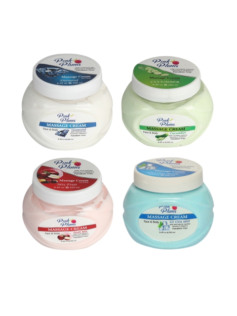 

Pink Plums Set of Diamond-Cucumber-Fruit Mix & Ice Cool Mint Massage Cream - 250 ml Each, Multi