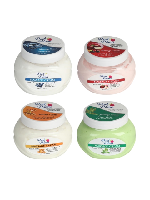 

Pink Plums Set of 4 Paraben Free Face & Body Massage Creams - 250ml each, Multi