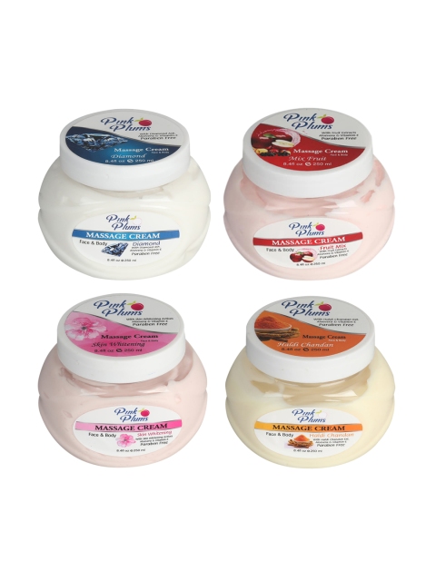 

Pink Plums Set of 4 Face & Body Massage Cream - 250 ml Each, White