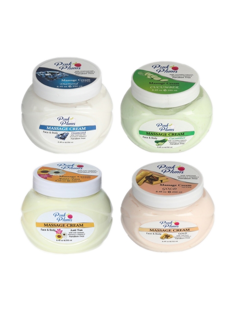 

Pink Plums Set of 4 Paraben Free Face & Body Massage Creams - 250ml each, Multi