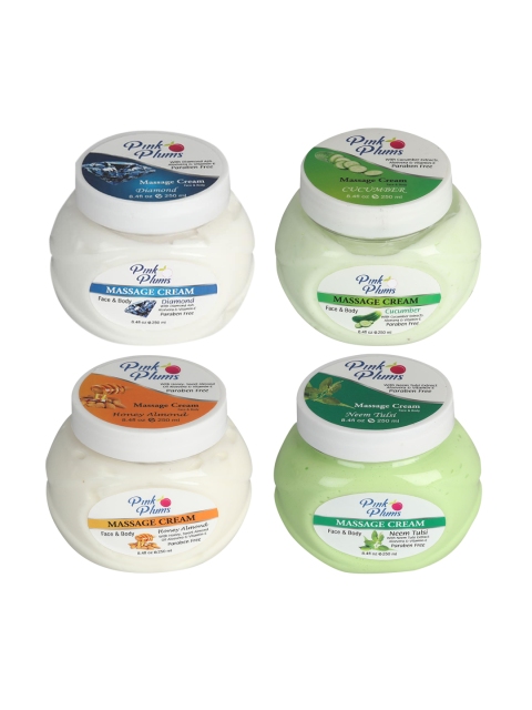 

Pink Plums Set of 4 Paraben Free Face & Body Massage Creams - 250ml each, Multi