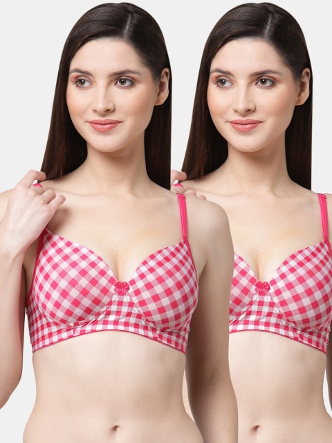 

Floret Set Of 2 Magenta & White Non Wired & Lightly Padded Bra