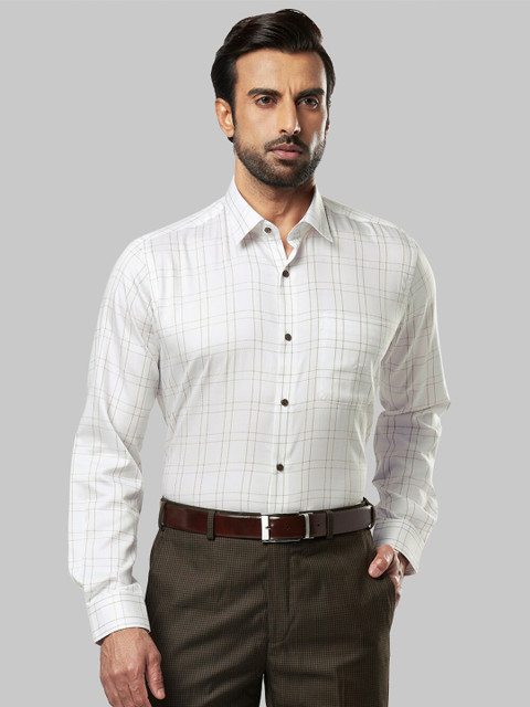 

Raymond Men Off White & Beige Checked Cotton Formal Shirt