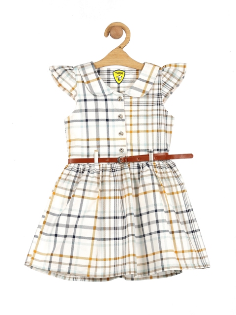 

Lil Lollipop Girls White & Black Checked Peter Pan Collar Pure Cotton Shirt Dress