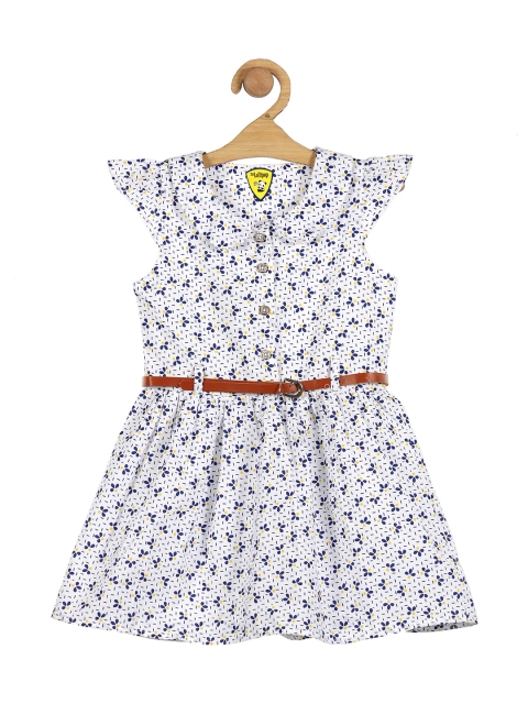 

Lil Lollipop Girls White Floral Printed Cotton A-Line Dress