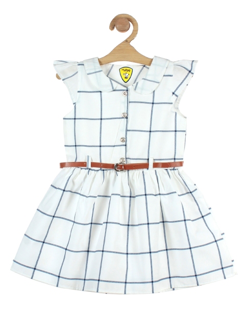 

Lil Lollipop White & Blue Checked Peter Pan Collar Cotton Dress