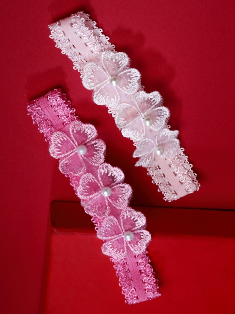 

Stoln Girls Pink & Peach Set Of 2 Floral Embellished Hairband
