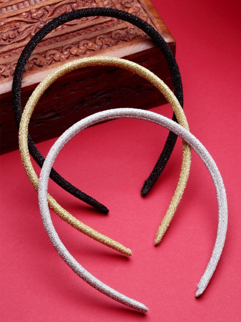 

Stoln Girls Gold-Toned & Silver-Toned Set of 3 Hairband