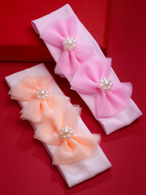

Stoln Girls Pack Of 2 Pink & Peach-Coloured Embellished Head Bands