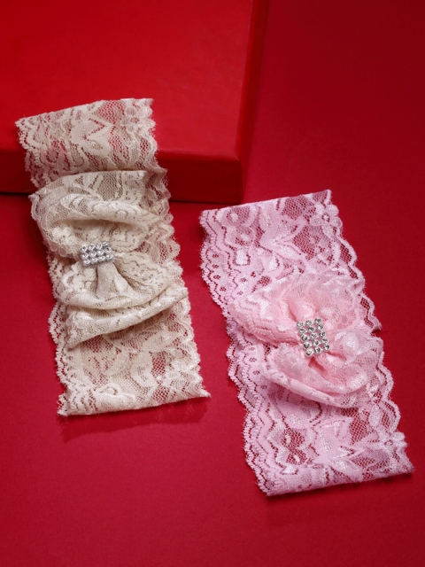 

Stoln Girls Set of 2 Pink & Beige Hairband