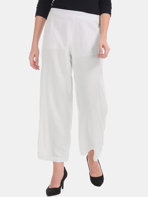 

Karigari Women White Solid Palazzos