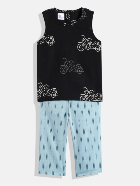 

Tiny Bunnies Kids Black & Blue Pure Cotton Co-Ord Set