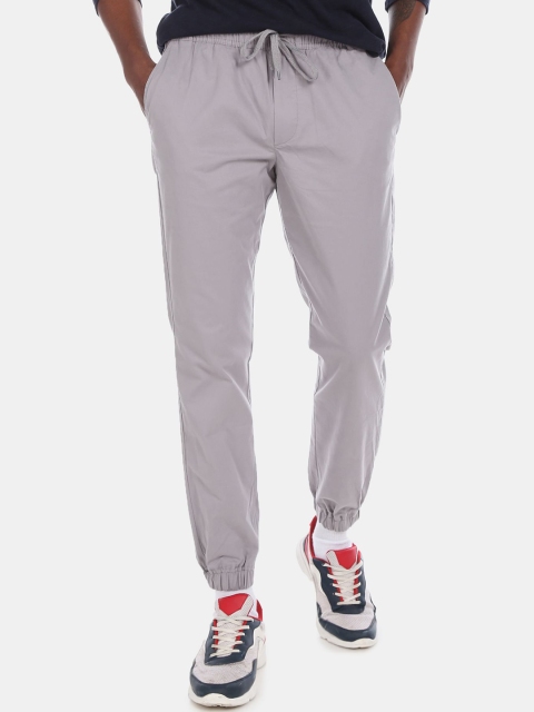 

Cherokee Men Grey Drawstring Waist Solid Woven Joggers