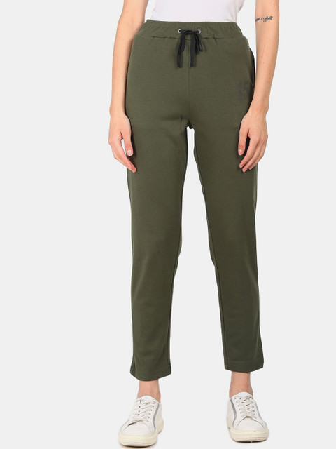 

Sugr Women Green Solid Pure Cotton Straight-Fit Track Pants