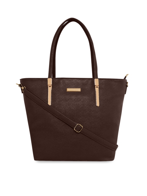 

GIORDANO Brown Textured PU Structured Shoulder Bag with Cut Work