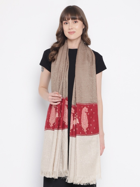 

Pashtush Women Maroon & Beige Printed Woolen Shawl