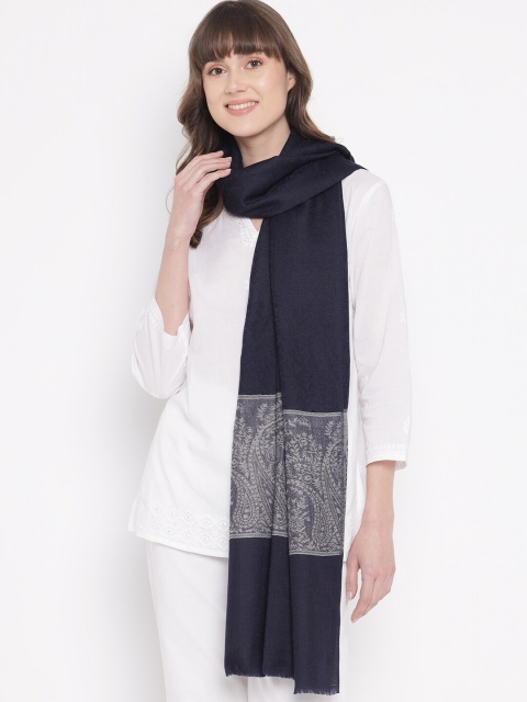 

Pashtush Women Navy Blue Woven Design Woolen Shawl
