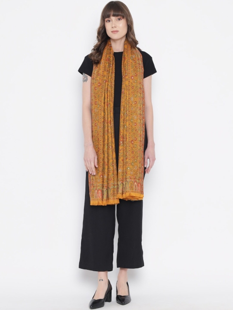 

Pashtush Women Mustard & Pink Ethnic Motifs Shawl