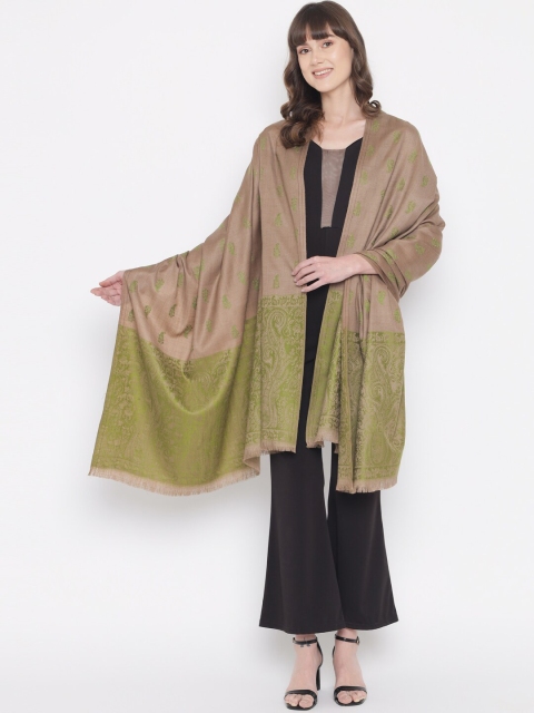 

Pashtush Women Brown & Green Woven Design Shawl