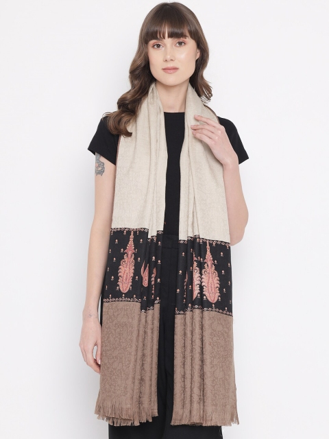 

Pashtush Women Black & Beige Embroidered Woolen Shawl
