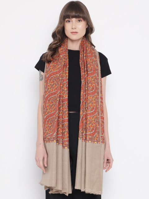 

Pashtush Women Beige & Red Printed Woollen Shawl
