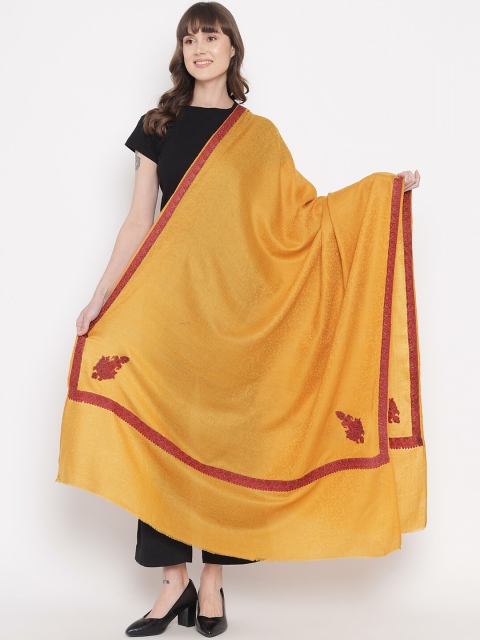 

Pashtush Women Mustard & Red Woolen Woven design Shawl