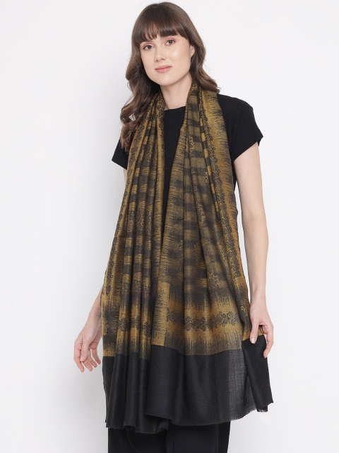 

Pashtush Women Black & Gold-Colored Ethnic Motif Printed Shawl