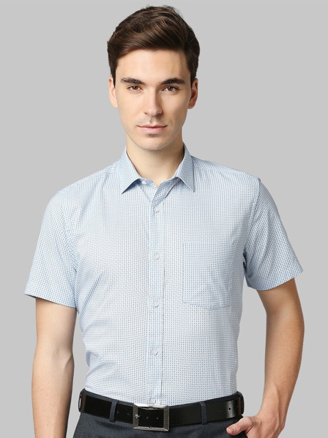 

Park Avenue Men Blue Micro Checks Checked Cotton Formal Shirt