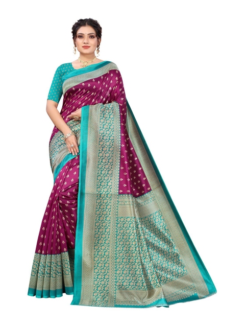 

KALINI Magenta & Blue Ethnic Motifs Printed Saree